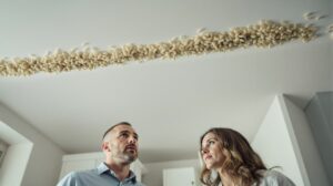 asticots blancs au plafond