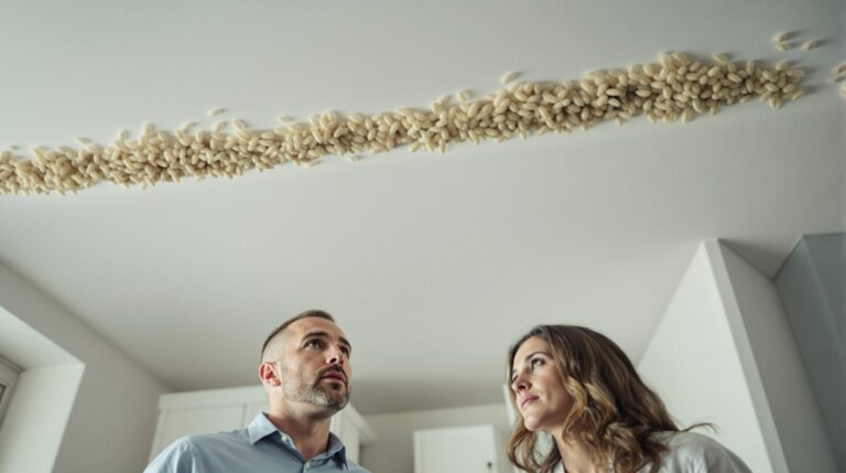 asticots blancs au plafond