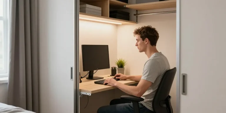 bureau dans placard coulissant