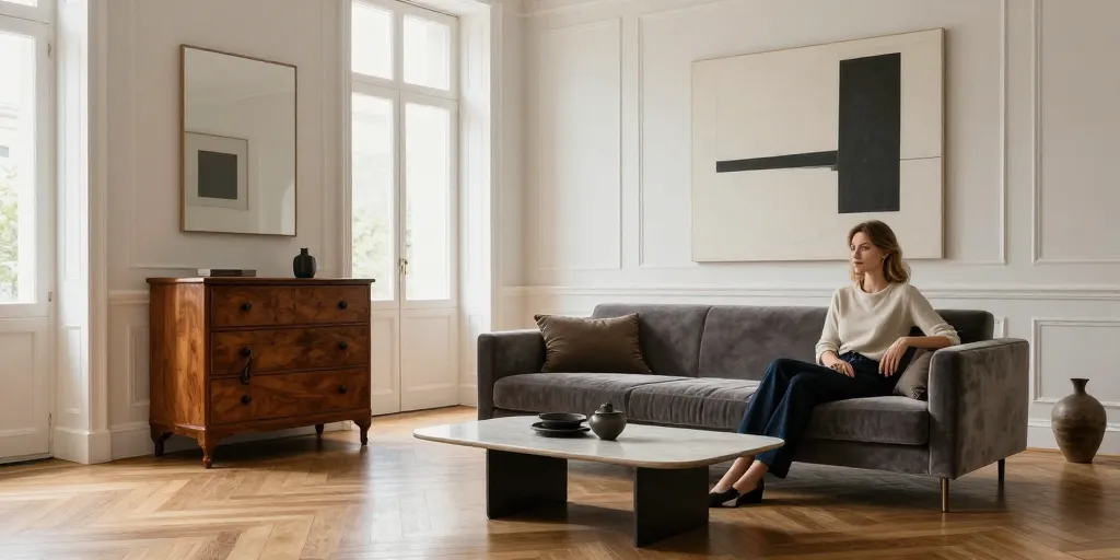 décoration salon mélange ancien et moderne