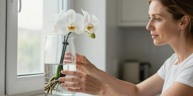 orchidée en vase transparent