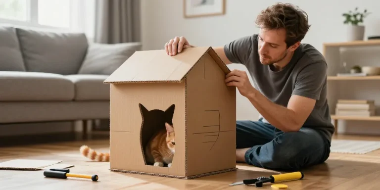 fabriquer maison pour chat en carton facile
