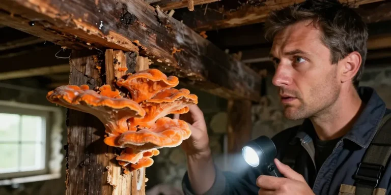 champignon orange sur bois mort