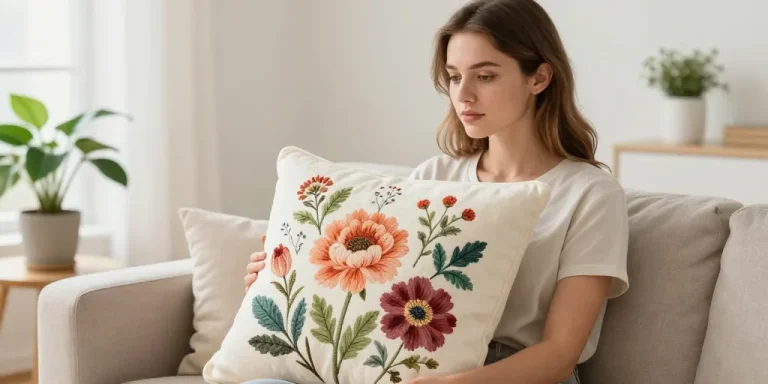 housse coussin fleurie
