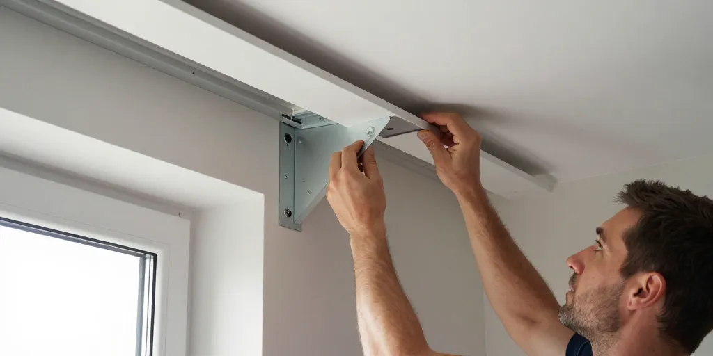 fixation plafond pour store banne