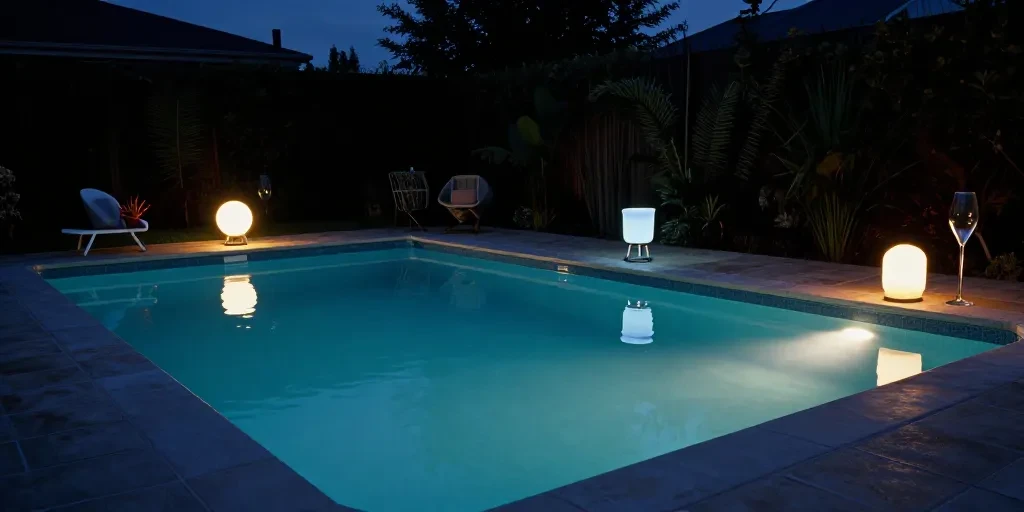 éclairer abords piscine soir